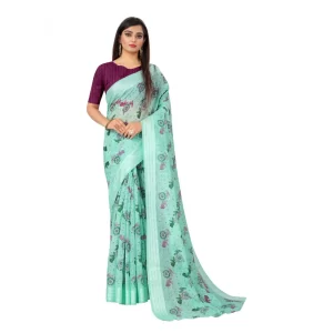 Women’s Cotton Saree (Cgreen,5-6Mtrs)
