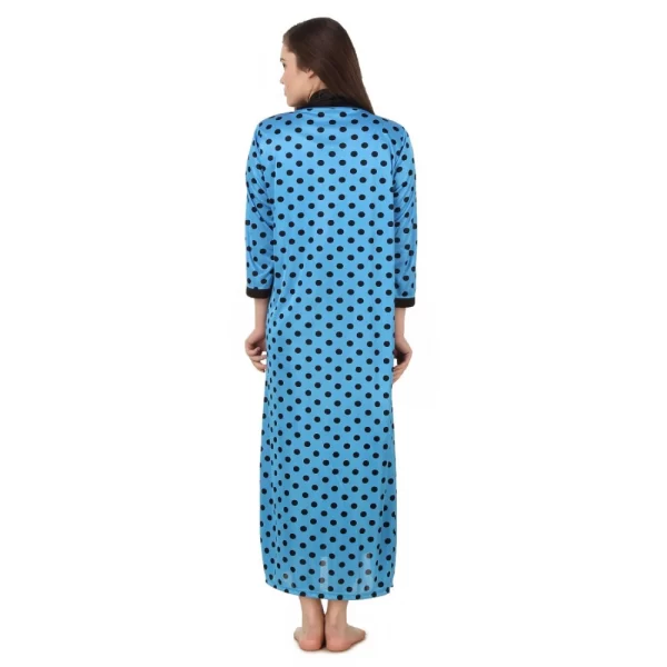Women's Satin Wrap Gown3 and 4 Sleeve(Color: Turquoise and Black, Neck Type: V Neck)