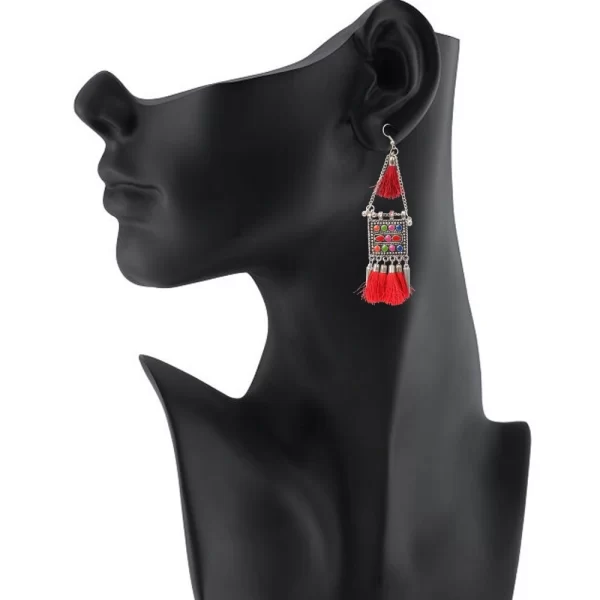 Women's Oxidize Gold plated Hook Dangler Hanging Tassels Earring (Color: Multi Color)