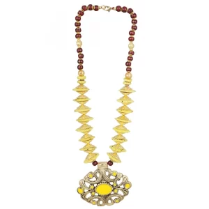 Generic Women’s Designer Yellow and Golden Beads Necklace (Color: Yellow)