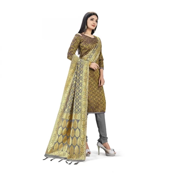 Banarasi Silk Unstitched Salwar-Suit Material Premium Quality With Dupatta (Color: Black)