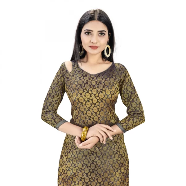 Banarasi Silk Unstitched Salwar-Suit Material Premium Quality With Dupatta (Color: Black)
