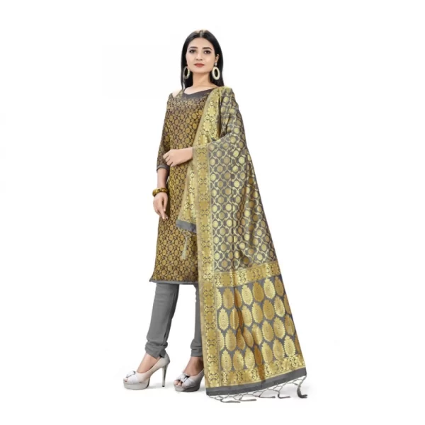 Banarasi Silk Unstitched Salwar-Suit Material Premium Quality With Dupatta (Color: Black)
