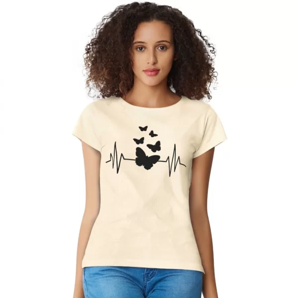 Generic Women's Cotton Western Wear T Shirt (Cream)