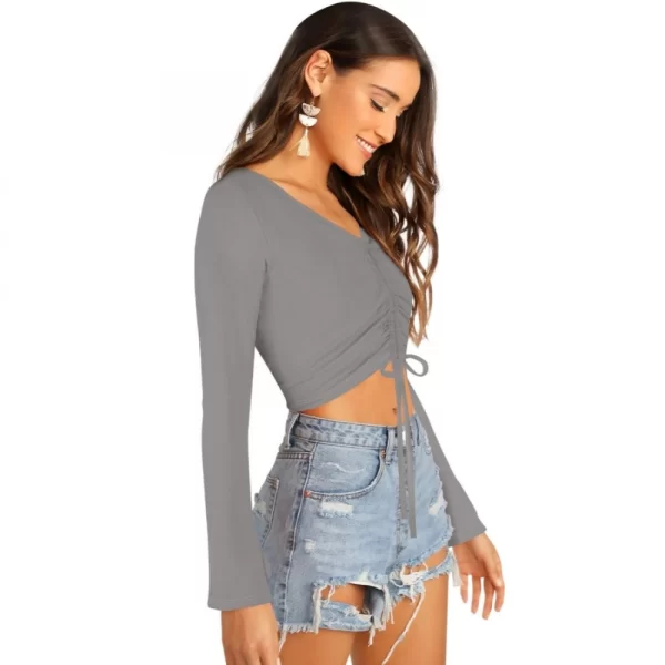 Women's 95% Polyester 5% Spandex Western Wear Tops (Grey)