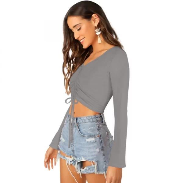 Women's 95% Polyester 5% Spandex Western Wear Tops (Grey)