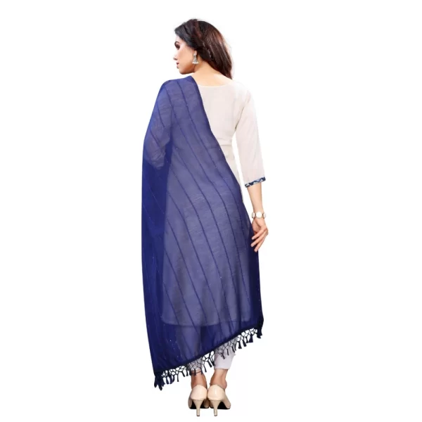 Women's Cotton Silk Strips Printed Dupatta (Blue, Length:2-2.4 mtr)