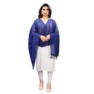 Generic Women’s Cotton Silk Strips Printed Dupatta (Blue, Length:2-2.4 mtr)