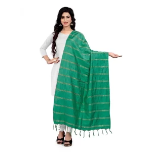 Generic Women’s Cotton Jari Woven Work Dupatta (Green, Length:2-2.4 mtr)