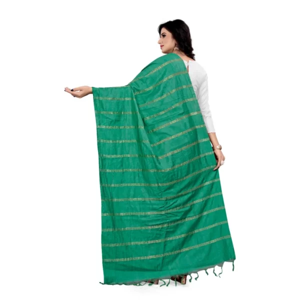Women's Cotton Jari Woven Work Dupatta (Green, Length:2-2.4 mtr)
