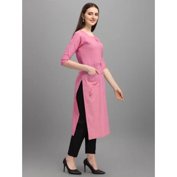 Women's Cotton Straight Kurti (Pink)