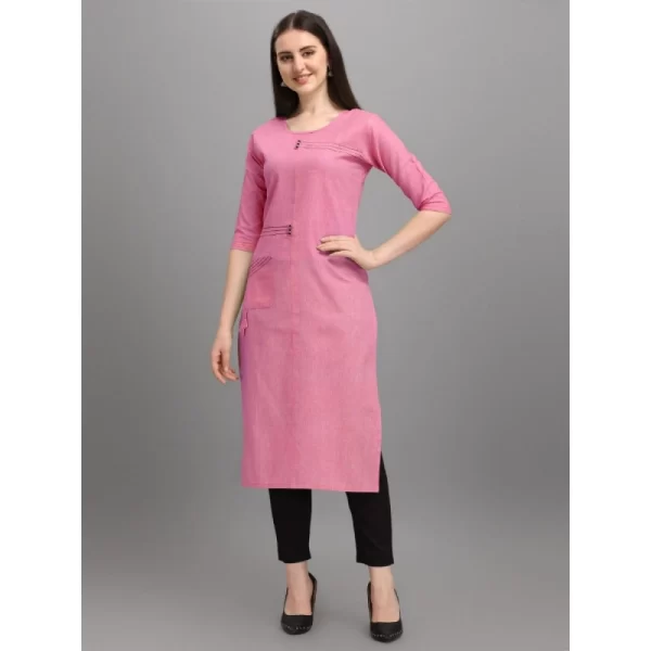 Women's Cotton Straight Kurti (Pink)