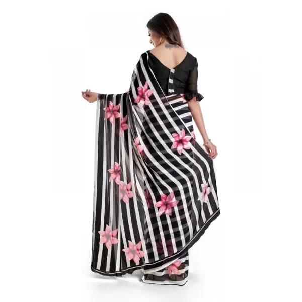 Women's Georgette Saree With Blouse (Pink, 5-6mtrs)