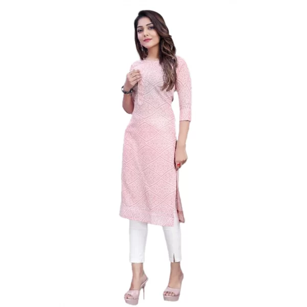 Women's Cotton Straight Kurti (Pink)