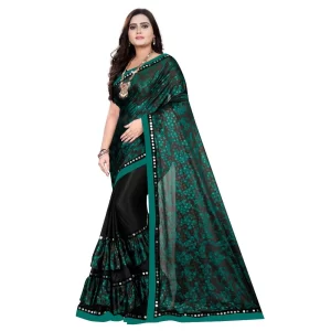 Generic Women’s Lycra Blend Saree with Blouse (Green, 5-6 Mtrs)