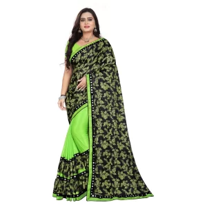 Women’s Lycra Blend Saree with Blouse (Pista, 5-6 Mtrs)