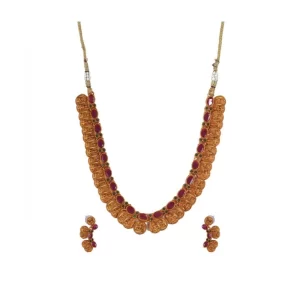 Generic Women’s Elegent Laxmi Coin Shape Jewellery Chowker Set (Red, Free Size)