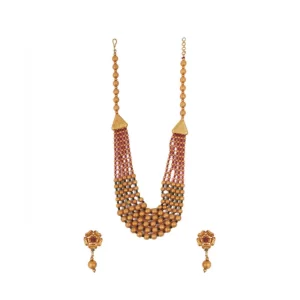 Generic Women’s Ethnic Five Layer Brass Mala With Crystal For Women And Girls (Multi Color, Free Size)