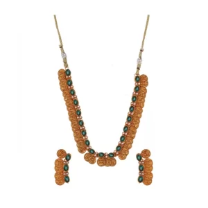 Generic Women’s Elegent Laxmi Coin Shape Jewellery Chowker Set (Green, Free Size)