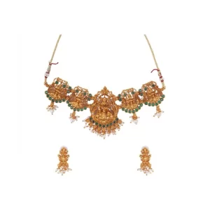 Generic Women’s Elegent Temple Jewellery Set (Green, Free Size)