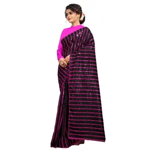 Women’s Vichitra Saree with Blouse (Pink, 5-6 Mtrs)