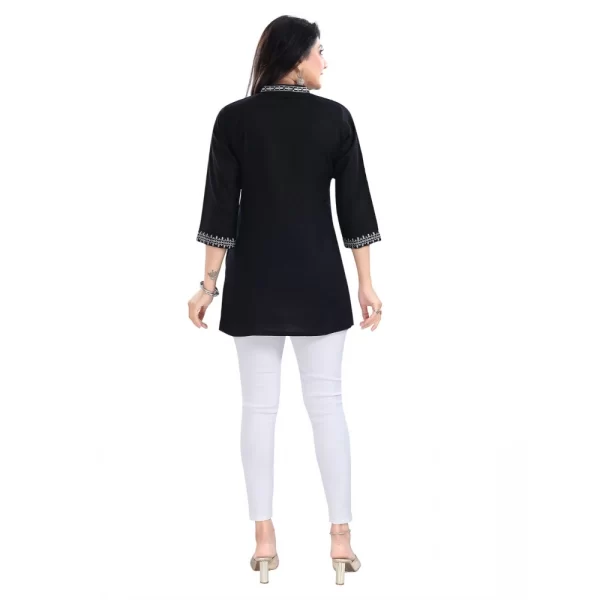 Women's 3/4th Sleeve Viscose Tunic Short Top (Black)