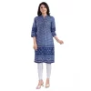 Women's 3/4th Sleeve Cotton Blend Tunic Long Kurti (Blue)