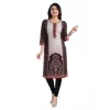 Women's 3/4th Sleeve Cotton Blend Tunic Long Kurti (Brown)