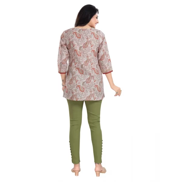 Women's 3/4th Sleeve Viscose Blend Tunic Short Top (Off White)