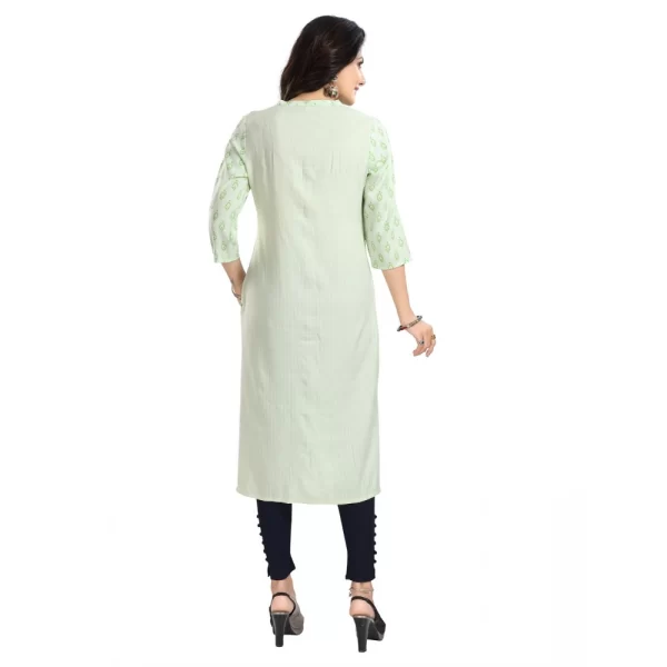 Women's 3/4th Sleeve Viscose Blend Tunic Long Kurti (Green)