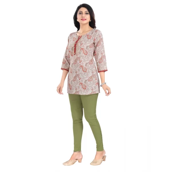 Women's 3/4th Sleeve Viscose Blend Tunic Short Top (Off White)
