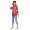 Women's 3/4th Sleeve Faux Crepe Tunic Short Top (Red)