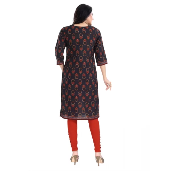 Women's 3/4th Sleeve Cotton Blend Tunic Long Kurti (Grey)