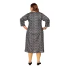 Women's Casual 3/4th Sleeve Golden Foil Printed Capsule Cotton Straight Kurti (Navy Blue)
