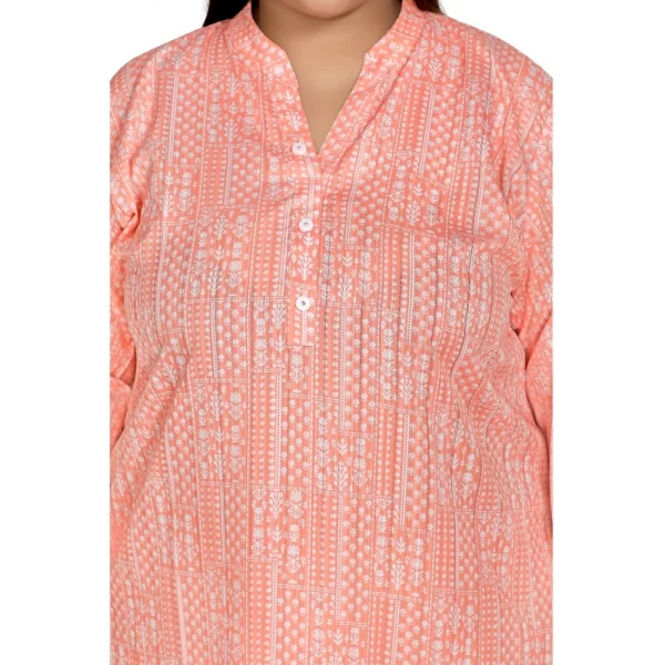 Women's Casual 3/4th Sleeve Imported Synthetix Full printed Straight Kurti (Corel Pink)