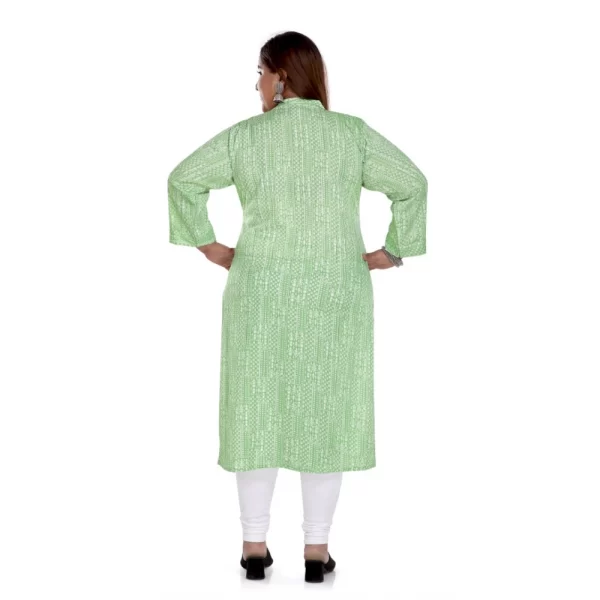 Women's Casual 3/4th Sleeve Imported Synthetix Full printed Straight Kurti (Pista Green)