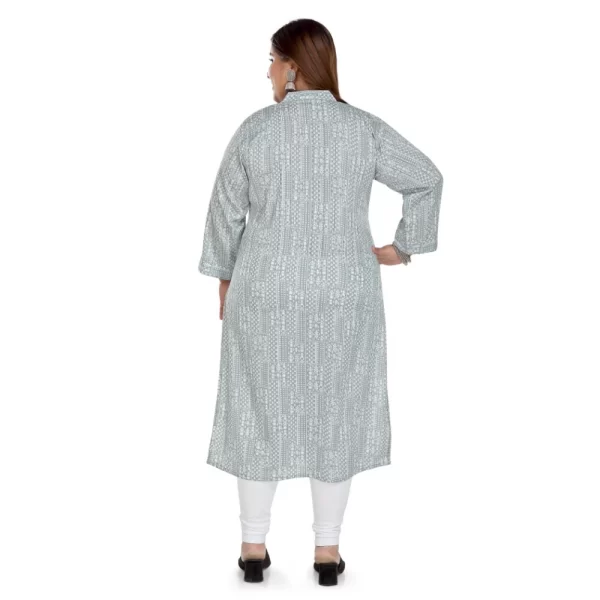 Women's Casual 3/4th Sleeve Imported Synthetix Full printed Straight Kurti (Grey)