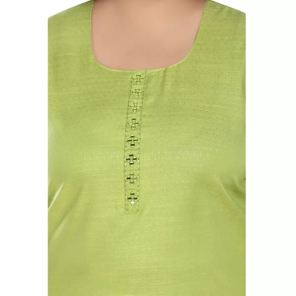 Women's Casual 3/4th Sleeve Rayon Mirror Embroidered Straight Kurti (Apple Green)