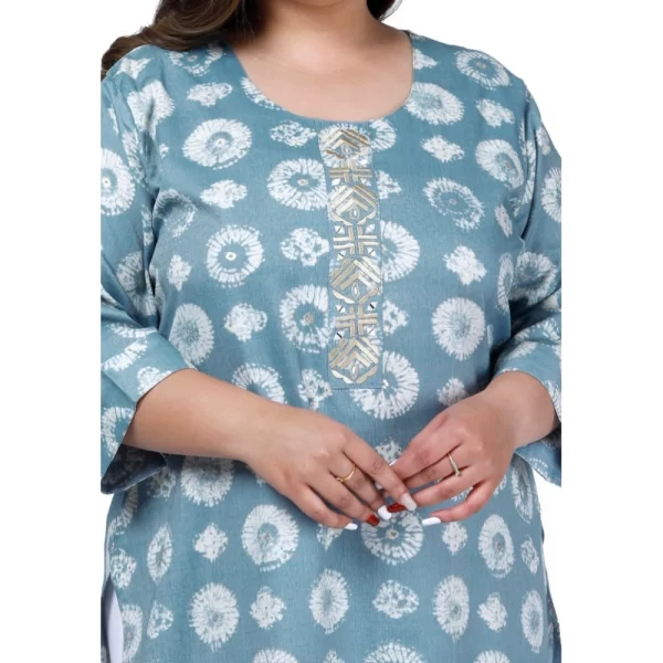 Women's Office wear Golden Foil Capsule Straight Kurti (Light Blue)