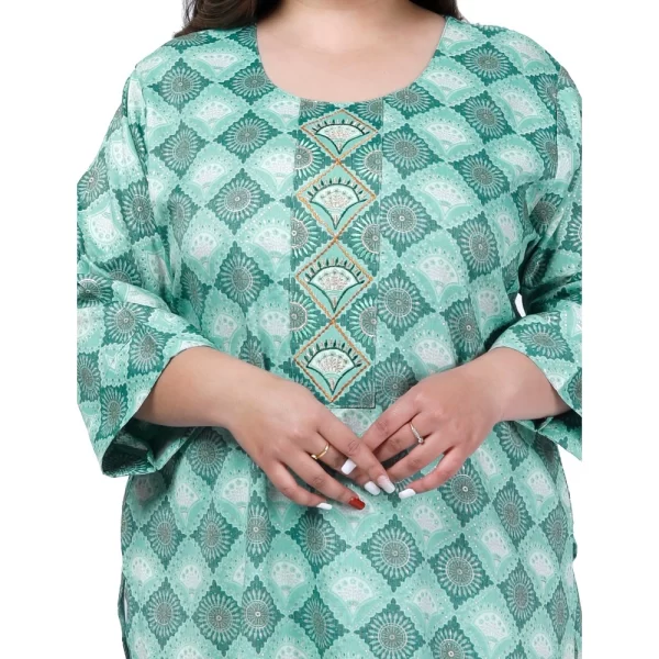Women's Office wear Golden Foil Capsule Straight Kurti (Light Green)