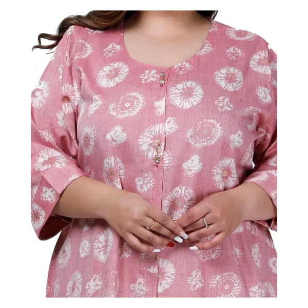 Women's Office wear Golden Foil Capsule A-Line Kurti (Pink)