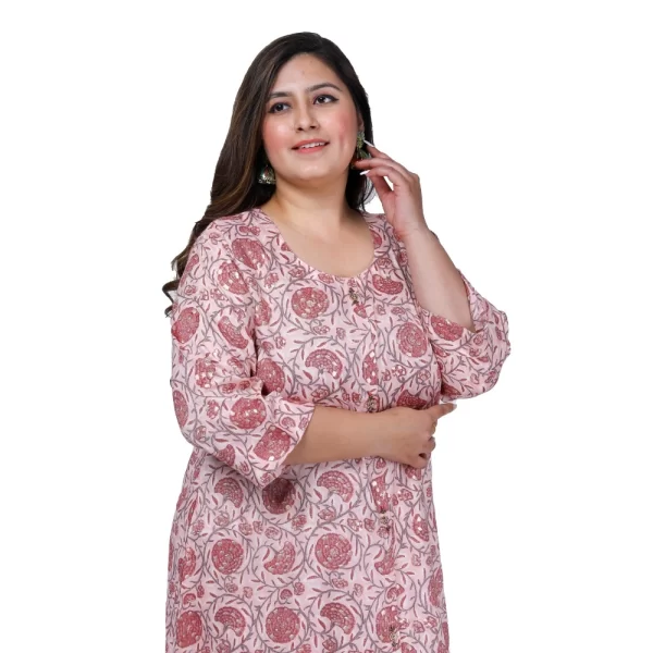 Women's Office wear Golden Foil Capsule A-Line Kurti (Light Pink)