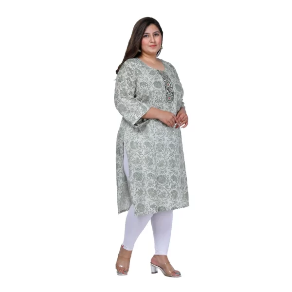 Women's Office wear Golden Foil Capsule Straight Kurti (Green)
