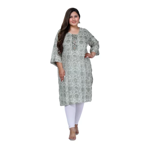 Women's Office wear Golden Foil Capsule Straight Kurti (Green)