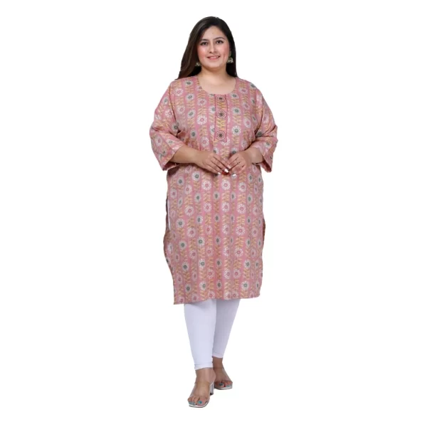 Women's Office wear Golden Foil Capsule Straight Kurti (Pink)