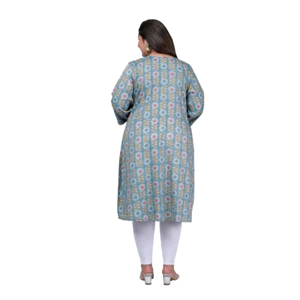 Women's Office wear Golden Foil Capsule A-Line Kurti (Light Blue)