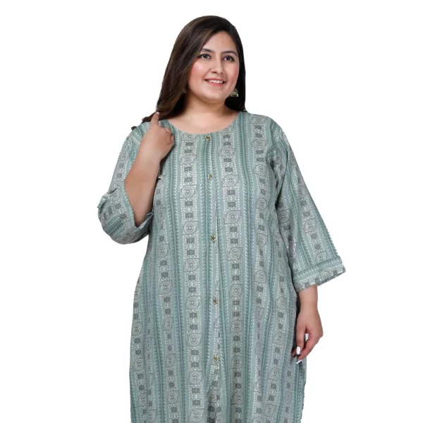 Women's Office wear Golden Foil Capsule A-Line Kurti (Light Green)