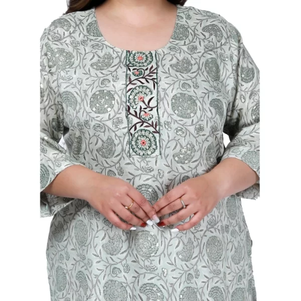Women's Office wear Golden Foil Capsule Straight Kurti (Green)