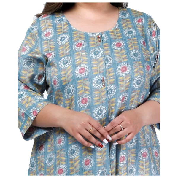 Women's Office wear Golden Foil Capsule A-Line Kurti (Light Blue)