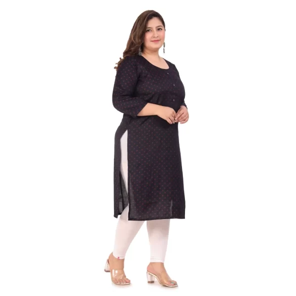 Women's Office wear Bandhni Printed Capsule Straight Kurti (Navy Blue)
